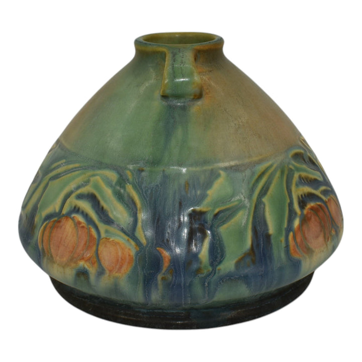 Roseville Baneda Green 1932 Vintage Art Deco Pottery Ceramic Squat Vase 603-4 - Just Art Pottery