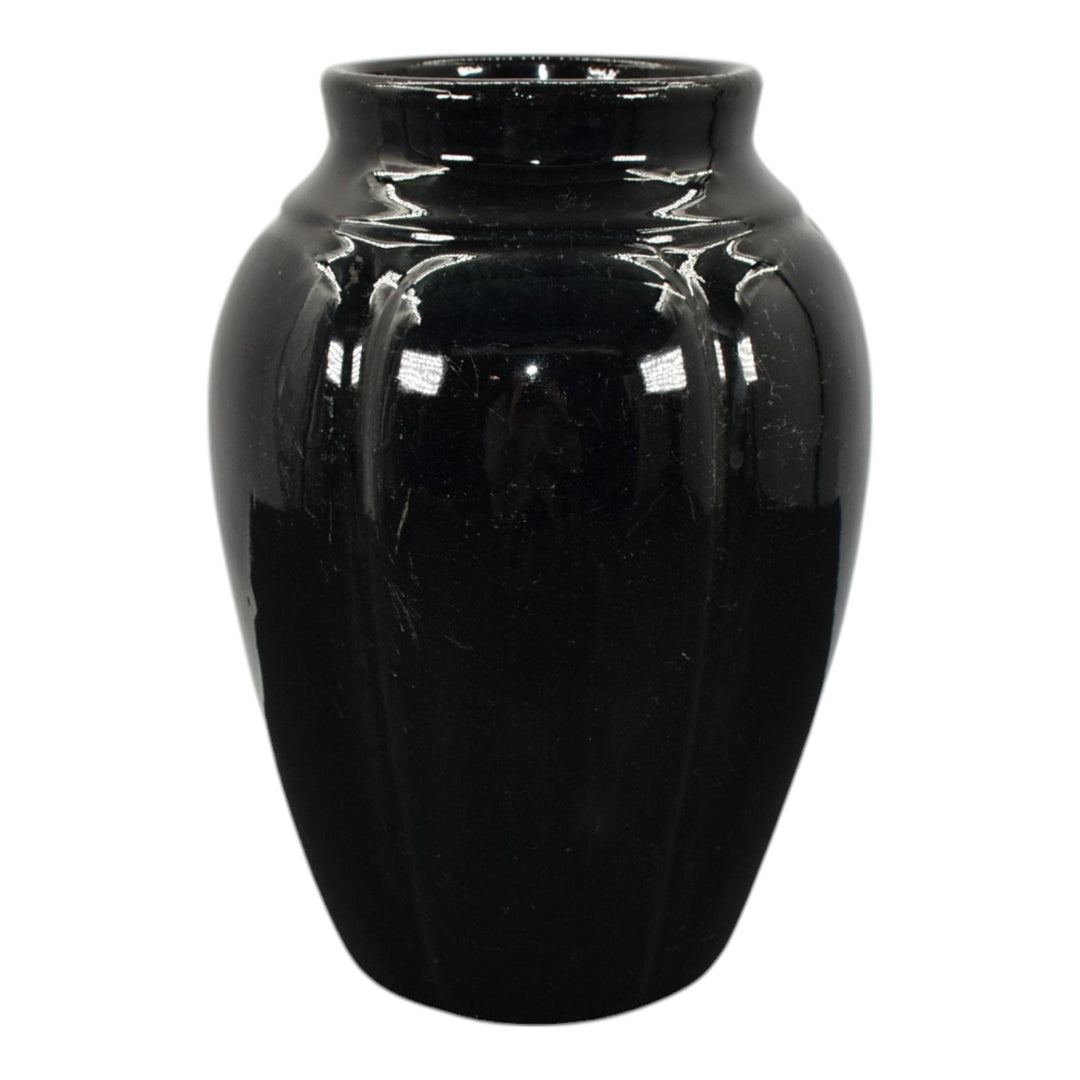 Zanesville Stoneware 1930s Arts And Crafts Pottery Black Ceramic Vase 795 - Just Art Pottery