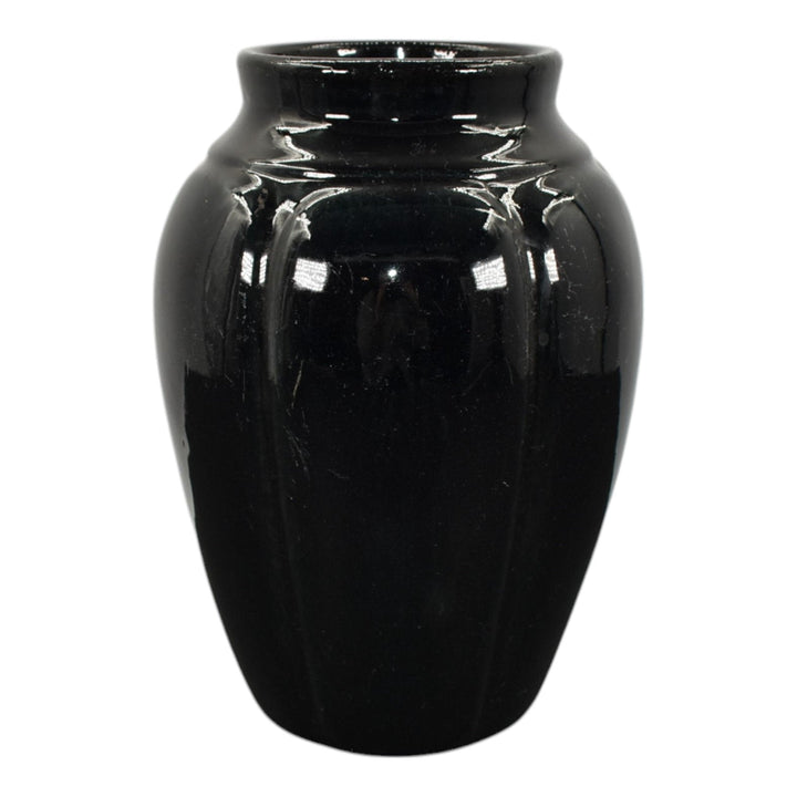 Zanesville Stoneware 1930s Arts And Crafts Pottery Black Ceramic Vase 795 - Just Art Pottery