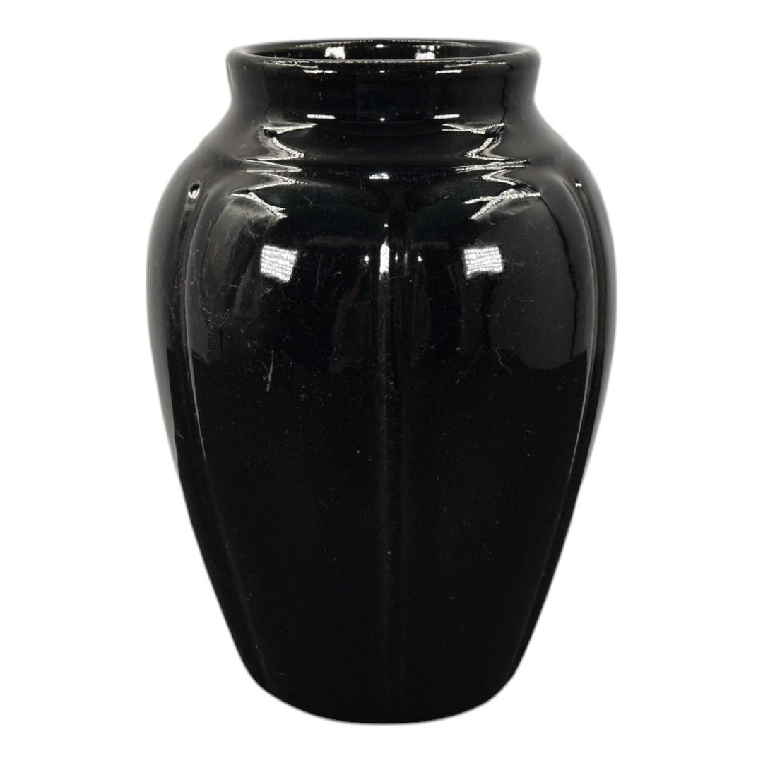 Zanesville Stoneware 1930s Arts And Crafts Pottery Black Ceramic Vase 795 - Just Art Pottery