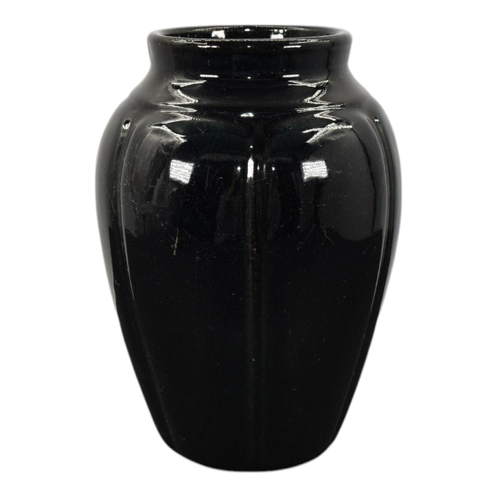 Zanesville Stoneware 1930s Arts And Crafts Pottery Black Ceramic Vase 795 - Just Art Pottery