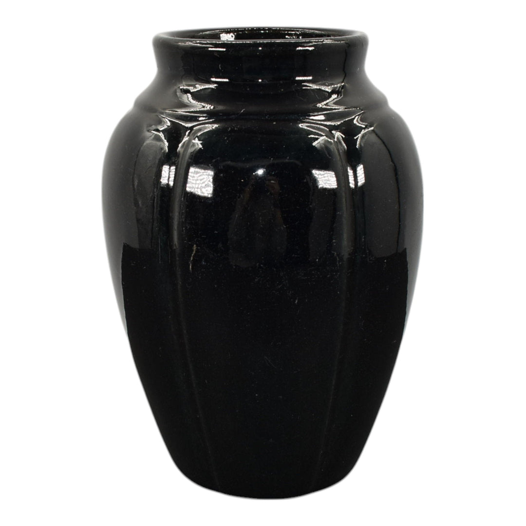 Zanesville Stoneware 1930s Arts And Crafts Pottery Black Ceramic Vase 795 - Just Art Pottery