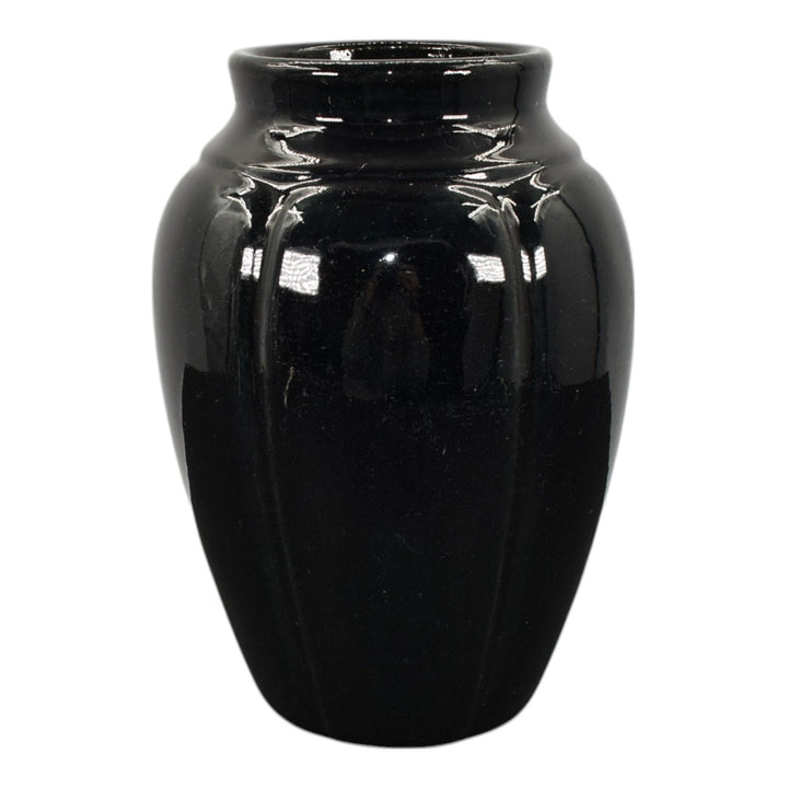 Zanesville Stoneware 1930s Arts And Crafts Pottery Black Ceramic Vase 795 - Just Art Pottery