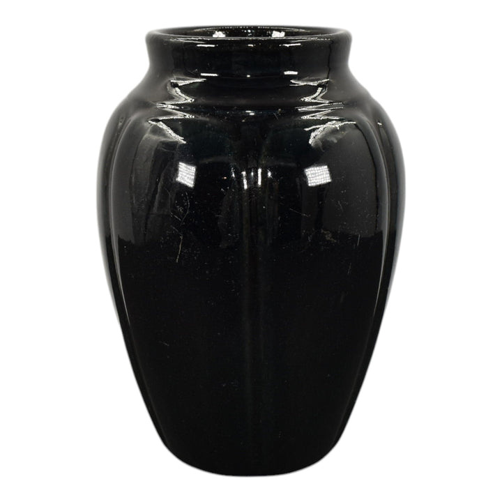 Zanesville Stoneware 1930s Arts And Crafts Pottery Black Ceramic Vase 795 - Just Art Pottery