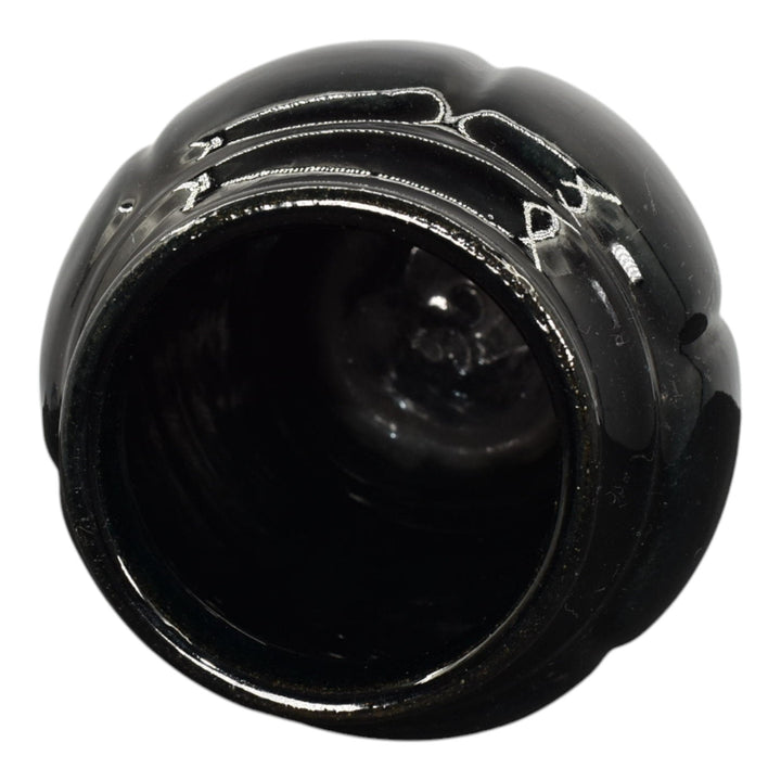 Zanesville Stoneware 1930s Arts And Crafts Pottery Black Ceramic Vase 795 - Just Art Pottery