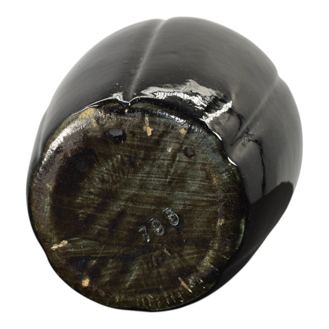 Zanesville Stoneware 1930s Arts And Crafts Pottery Black Ceramic Vase 795 - Just Art Pottery