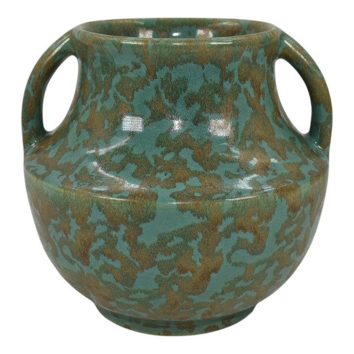 Zanesville Stoneware 1930s Vintage Art Deco Pottery Blue Ceramic Vase 827 - Just Art Pottery