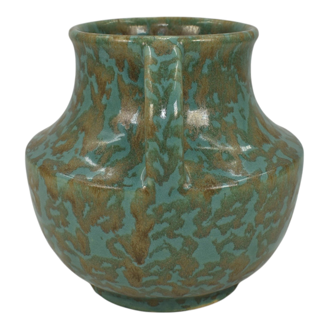 Zanesville Stoneware 1930s Vintage Art Deco Pottery Blue Ceramic Vase 827 - Just Art Pottery