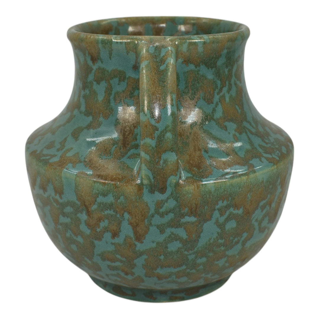 Zanesville Stoneware 1930s Vintage Art Deco Pottery Blue Ceramic Vase 827 - Just Art Pottery