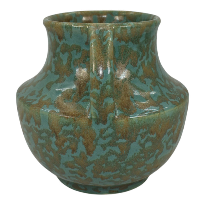 Zanesville Stoneware 1930s Vintage Art Deco Pottery Blue Ceramic Vase 827 - Just Art Pottery