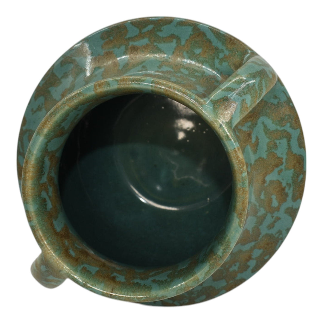 Zanesville Stoneware 1930s Vintage Art Deco Pottery Blue Ceramic Vase 827 - Just Art Pottery