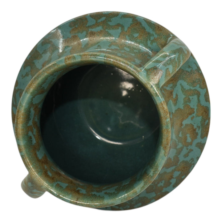 Zanesville Stoneware 1930s Vintage Art Deco Pottery Blue Ceramic Vase 827 - Just Art Pottery