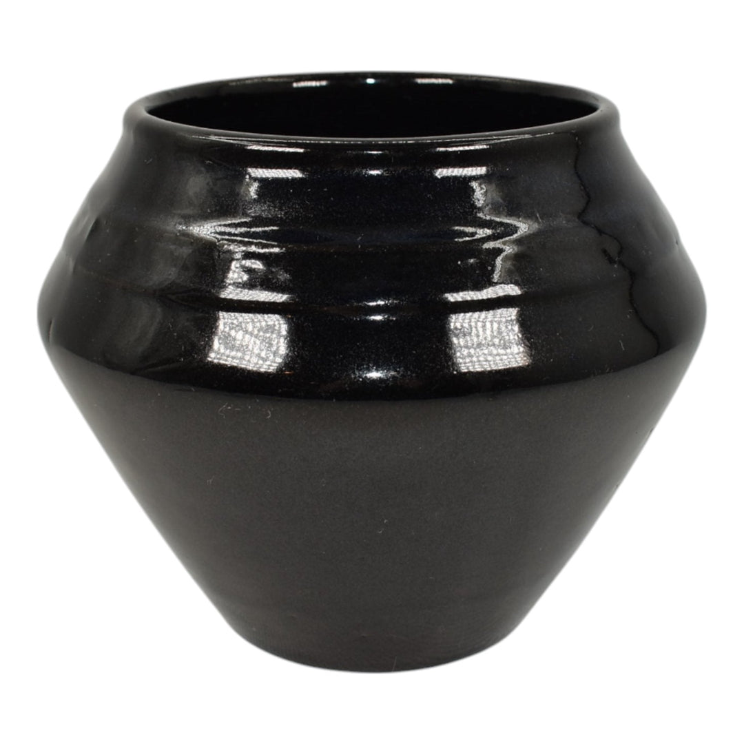 Zanesville Stoneware 1930s Vintage Arts Pottery Black Ceramic Vase 104 - Just Art Pottery