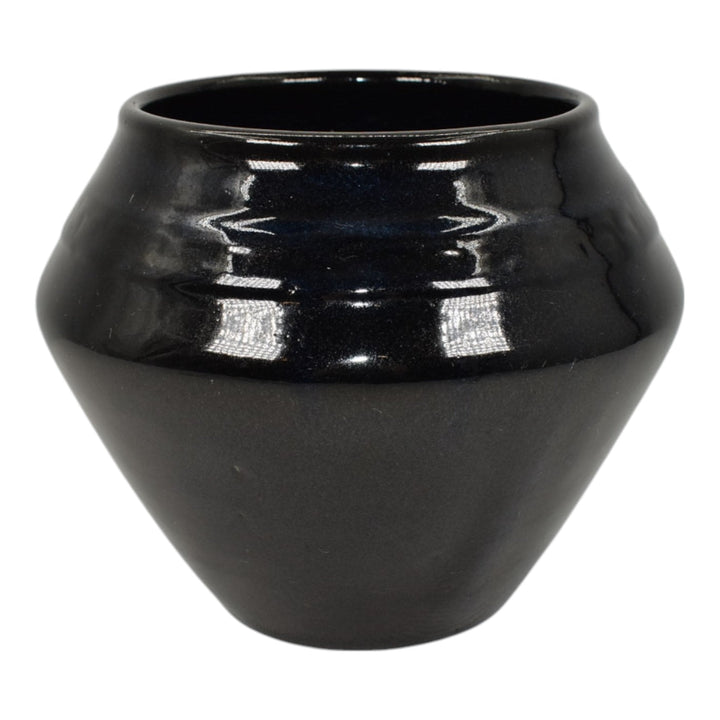 Zanesville Stoneware 1930s Vintage Arts Pottery Black Ceramic Vase 104 - Just Art Pottery