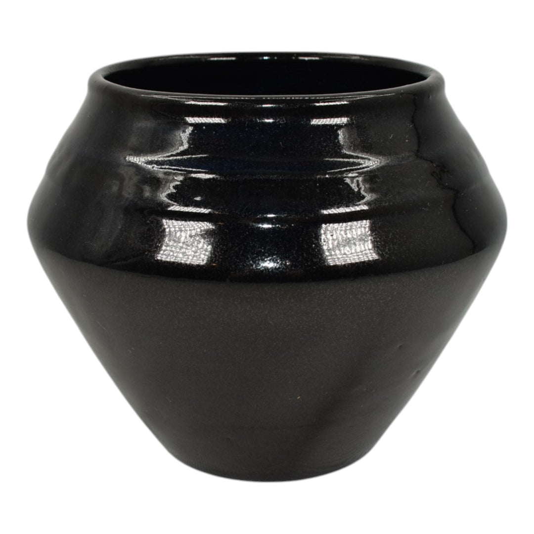 Zanesville Stoneware 1930s Vintage Arts Pottery Black Ceramic Vase 104 - Just Art Pottery