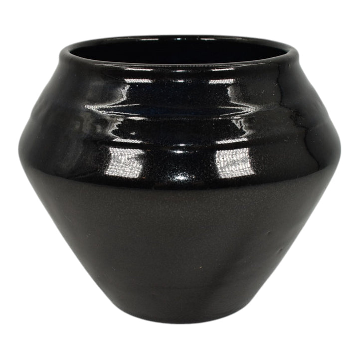 Zanesville Stoneware 1930s Vintage Arts Pottery Black Ceramic Vase 104 - Just Art Pottery