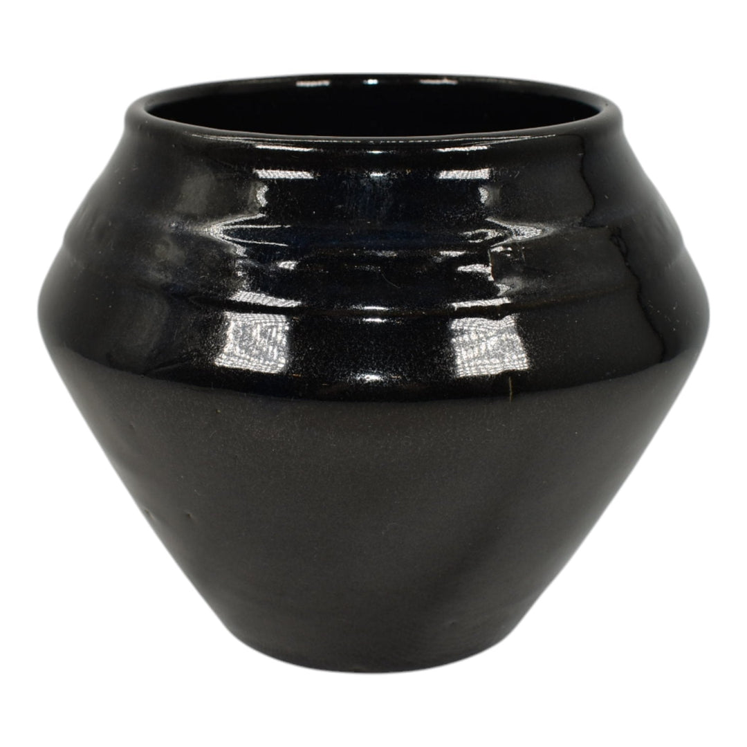 Zanesville Stoneware 1930s Vintage Arts Pottery Black Ceramic Vase 104 - Just Art Pottery