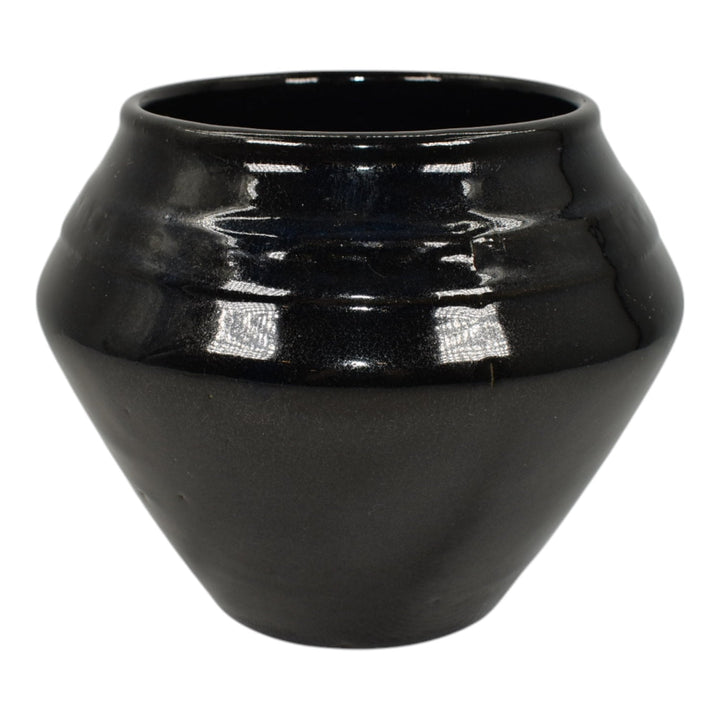 Zanesville Stoneware 1930s Vintage Arts Pottery Black Ceramic Vase 104 - Just Art Pottery