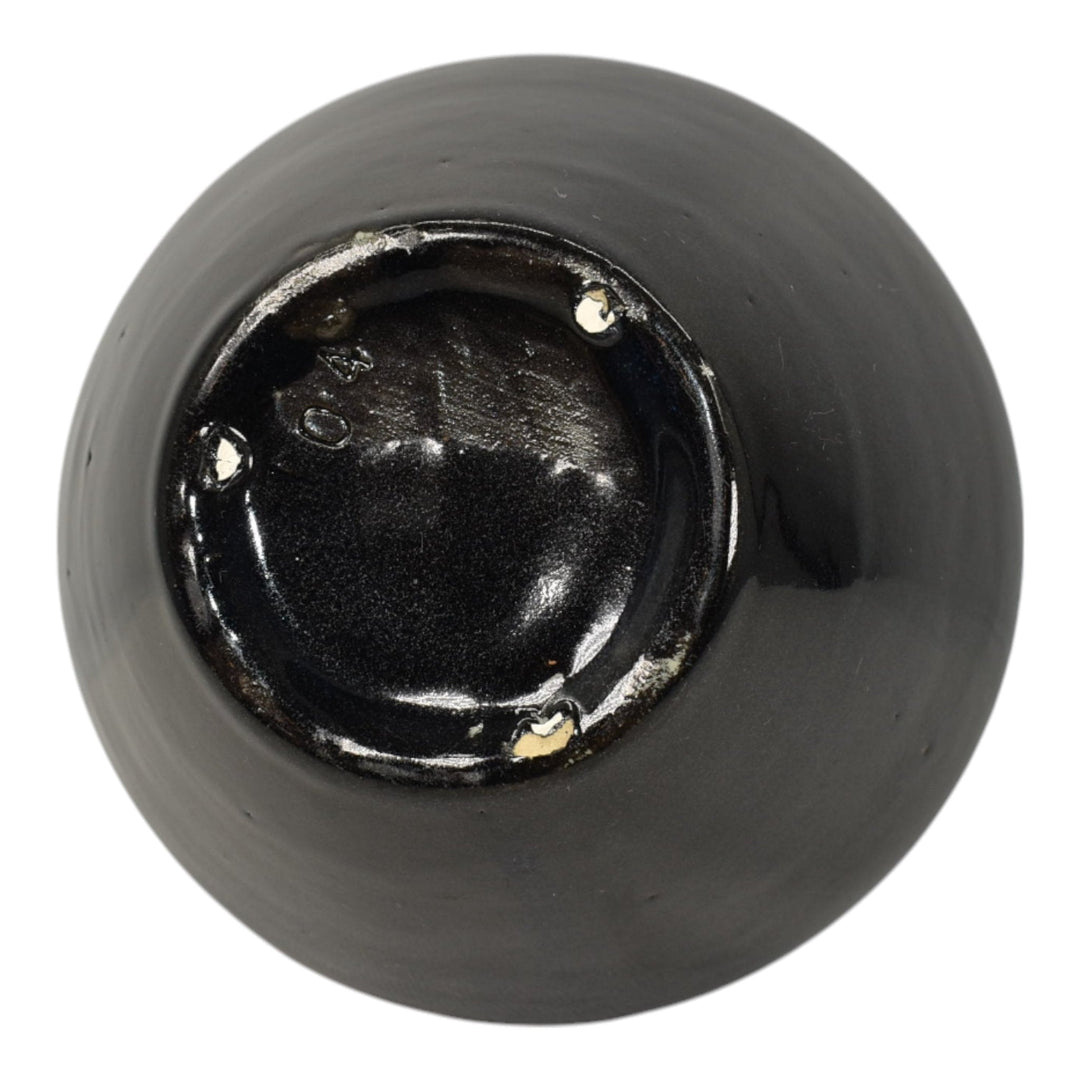 Zanesville Stoneware 1930s Vintage Arts Pottery Black Ceramic Vase 104 - Just Art Pottery