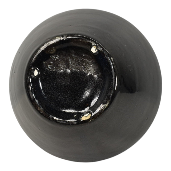 Zanesville Stoneware 1930s Vintage Arts Pottery Black Ceramic Vase 104 - Just Art Pottery