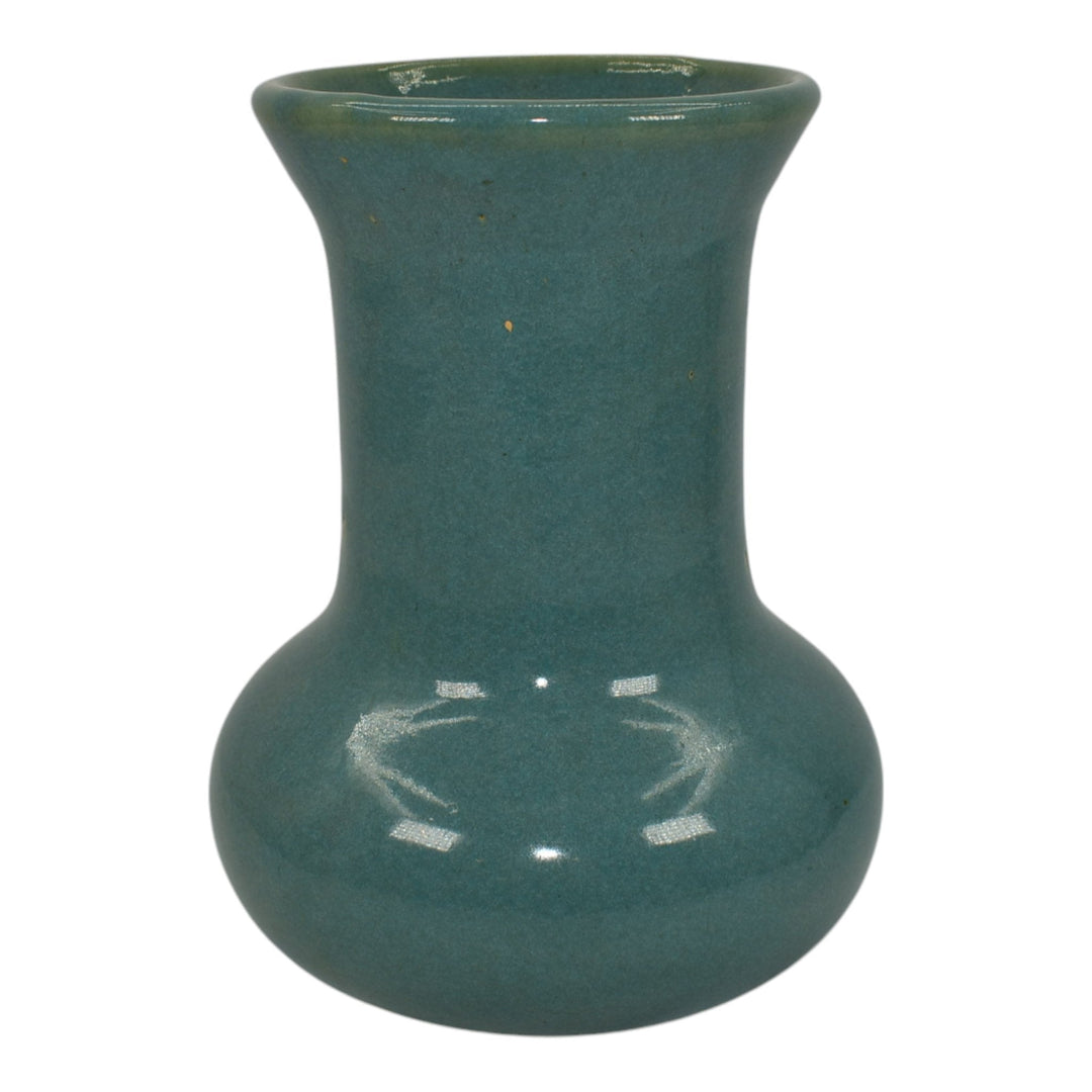 Zanesville Stoneware 1920s Vintage Arts Pottery Blue Green Ceramic Vase 105 - Just Art Pottery