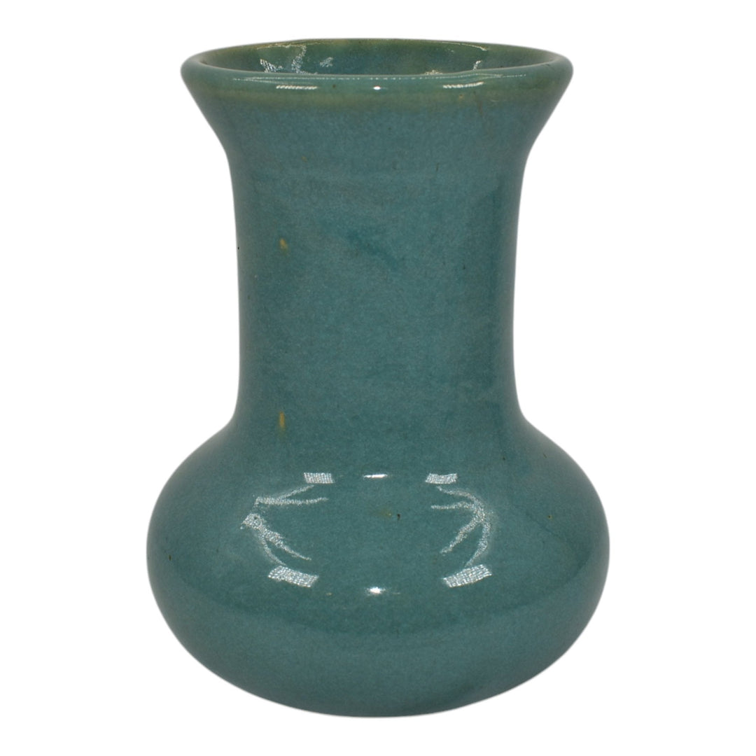 Zanesville Stoneware 1920s Vintage Arts Pottery Blue Green Ceramic Vase 105 - Just Art Pottery