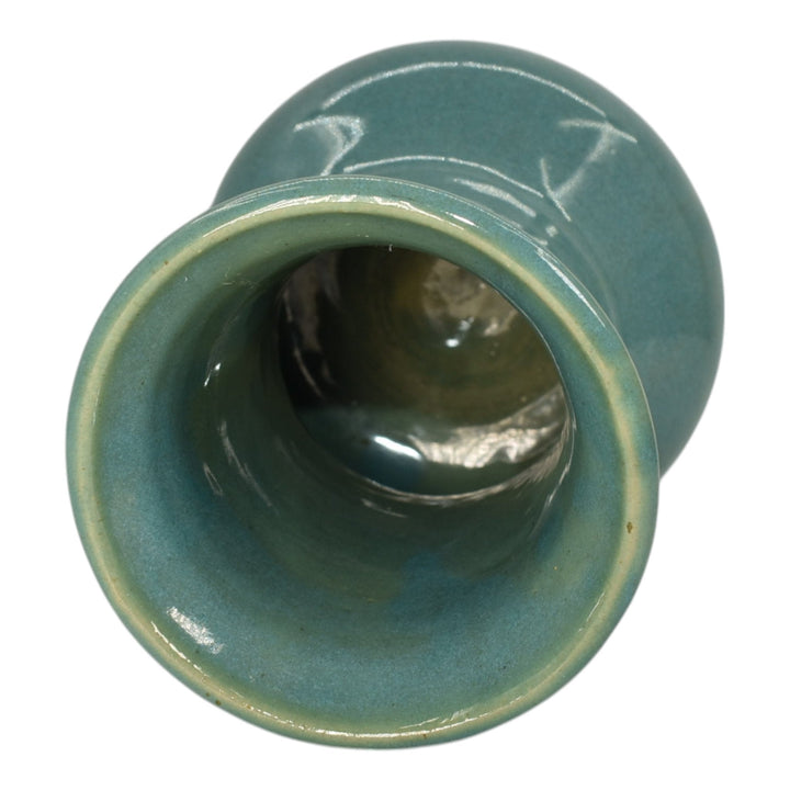 Zanesville Stoneware 1920s Vintage Arts Pottery Blue Green Ceramic Vase 105 - Just Art Pottery