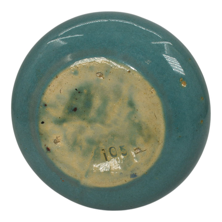 Zanesville Stoneware 1920s Vintage Arts Pottery Blue Green Ceramic Vase 105 - Just Art Pottery