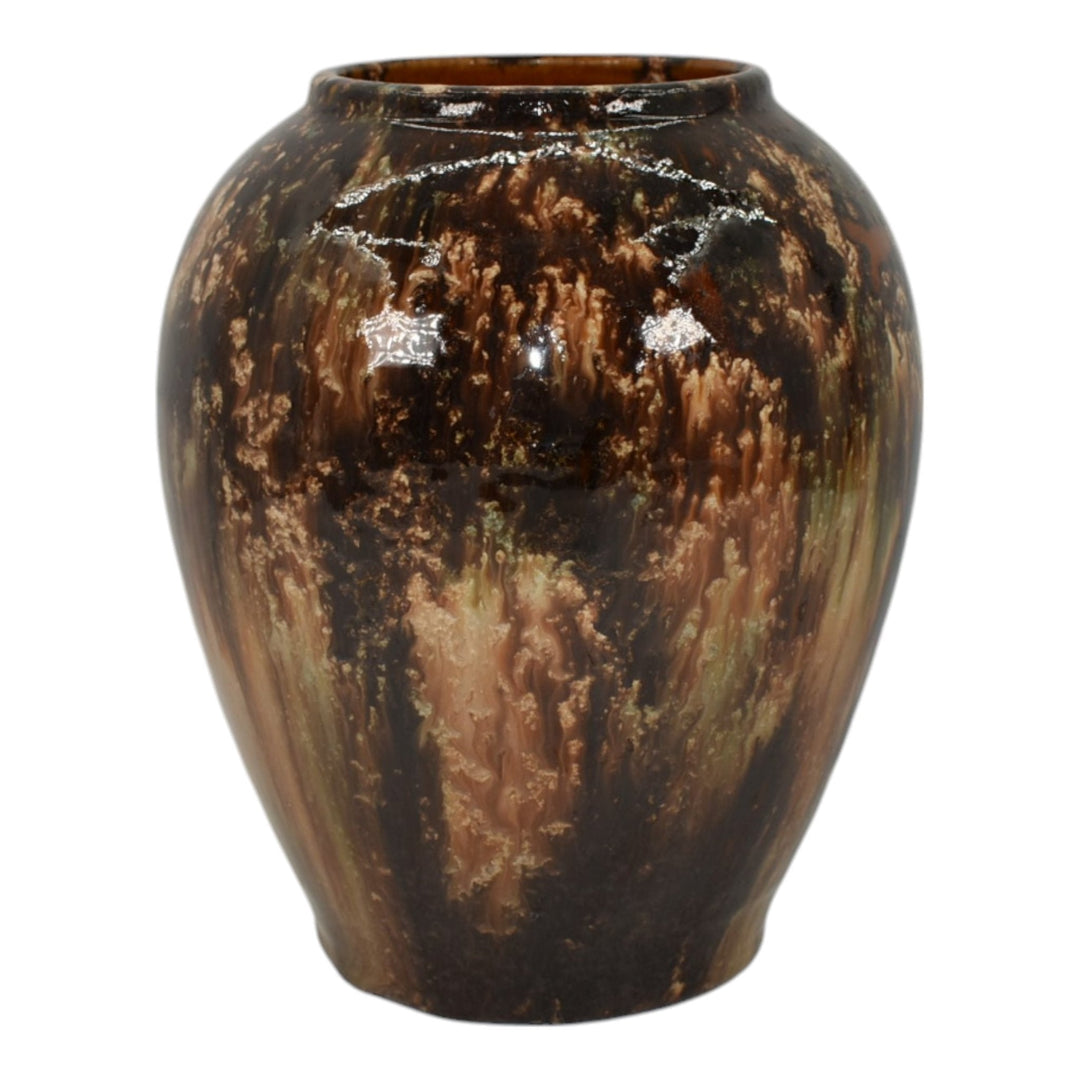 Brush McCoy 1930s Vintage Art Deco Pottery Brown Blended Onyx Ceramic Vase 050 - Just Art Pottery