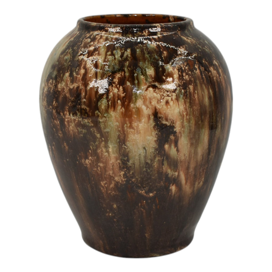 Brush McCoy 1930s Vintage Art Deco Pottery Brown Blended Onyx Ceramic Vase 050 - Just Art Pottery