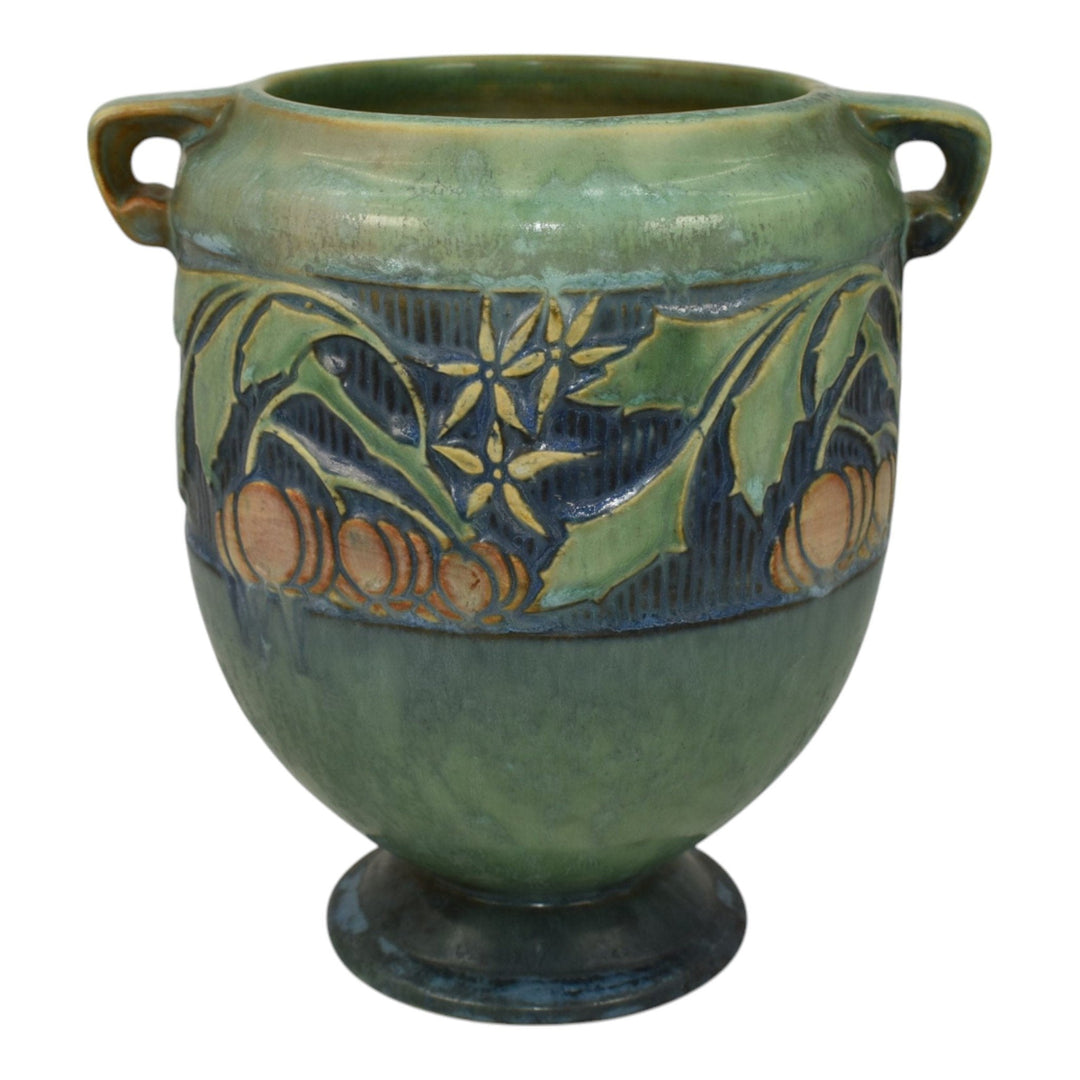 Roseville Baneda Green 1932 Vintage Arts And Crafts Pottery Vase 606-7 - Just Art Pottery