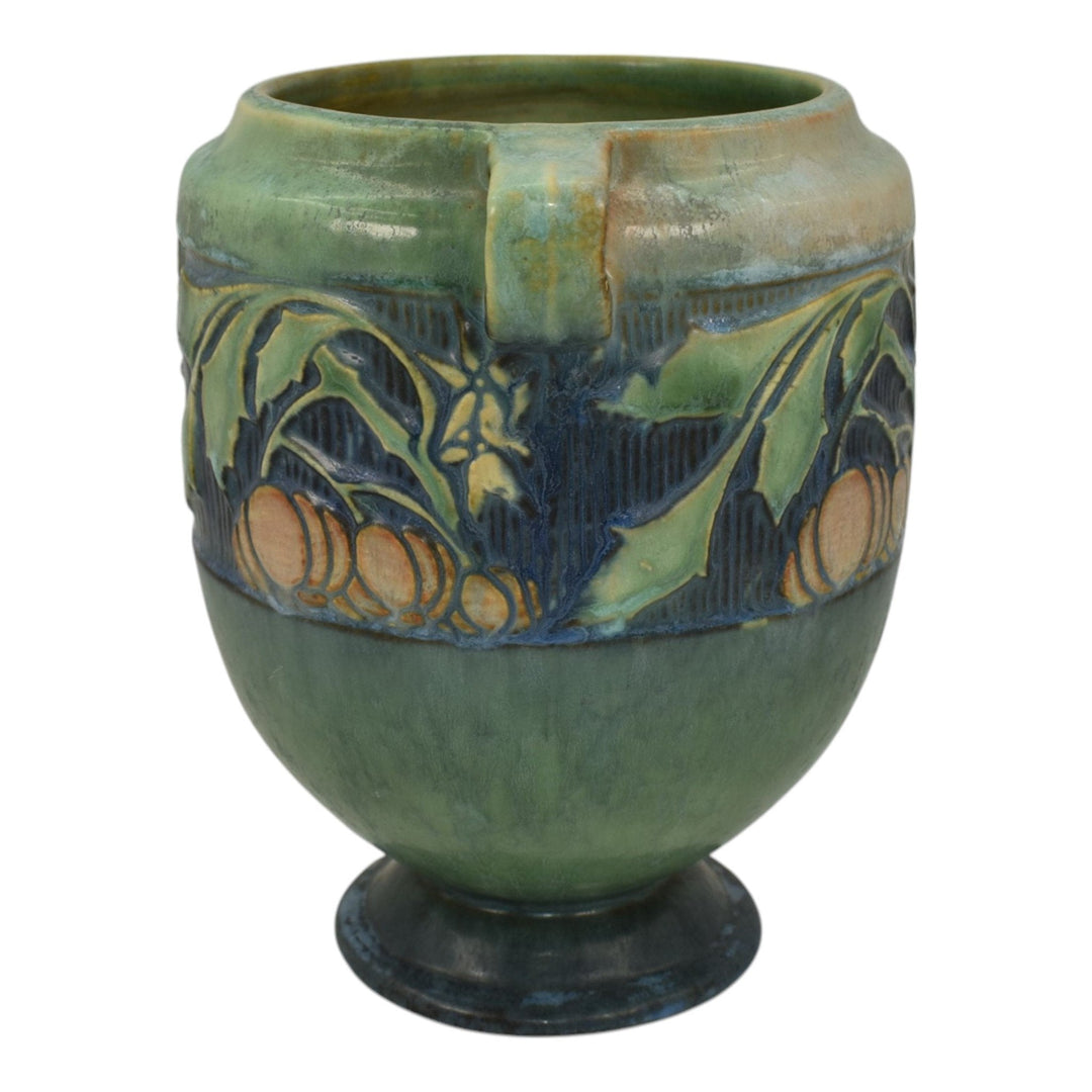 Roseville Baneda Green 1932 Vintage Arts And Crafts Pottery Vase 606-7 - Just Art Pottery