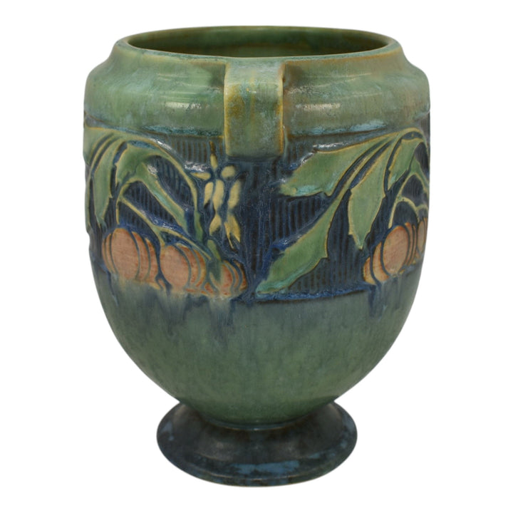 Roseville Baneda Green 1932 Vintage Arts And Crafts Pottery Vase 606-7 - Just Art Pottery