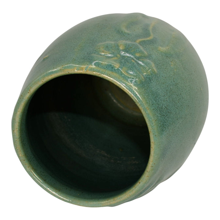 Zanesville Stoneware 1930s Vintage Arts And Craft Pottery Green Vase 101 - Just Art Pottery