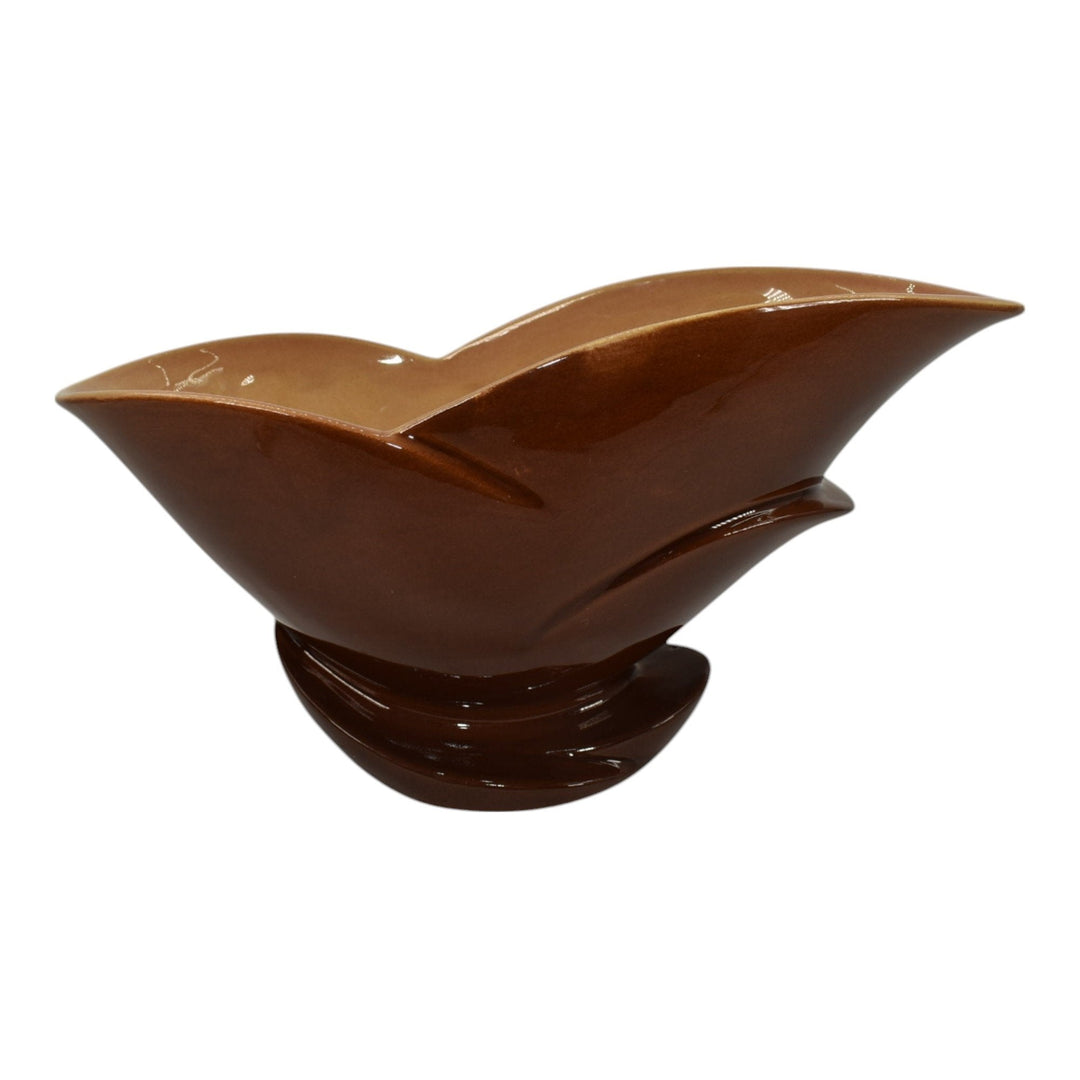 Roseville Mayfair Brown 1952 Vintage Mid Century Modern Art Pottery Bowl 1010-10 - Just Art Pottery