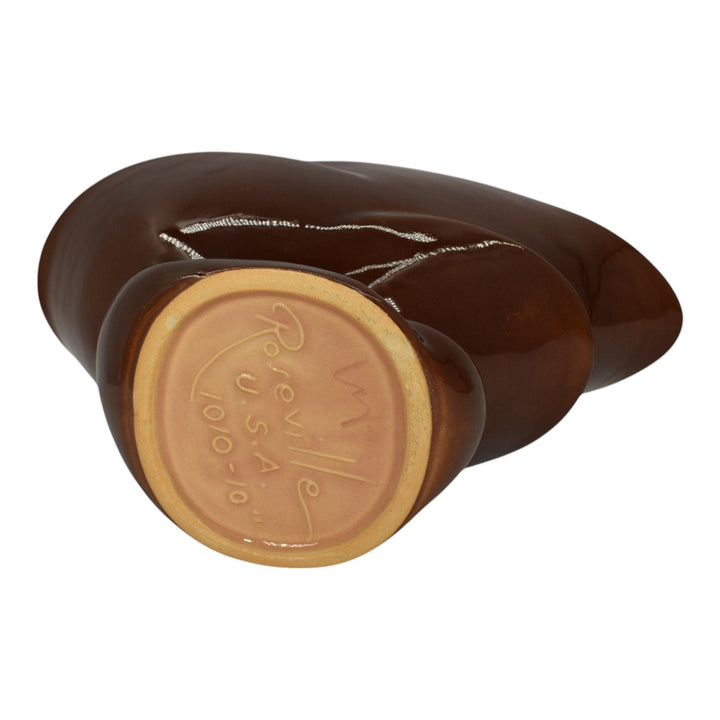 Roseville Mayfair Brown 1952 Vintage Mid Century Modern Art Pottery Bowl 1010-10 - Just Art Pottery