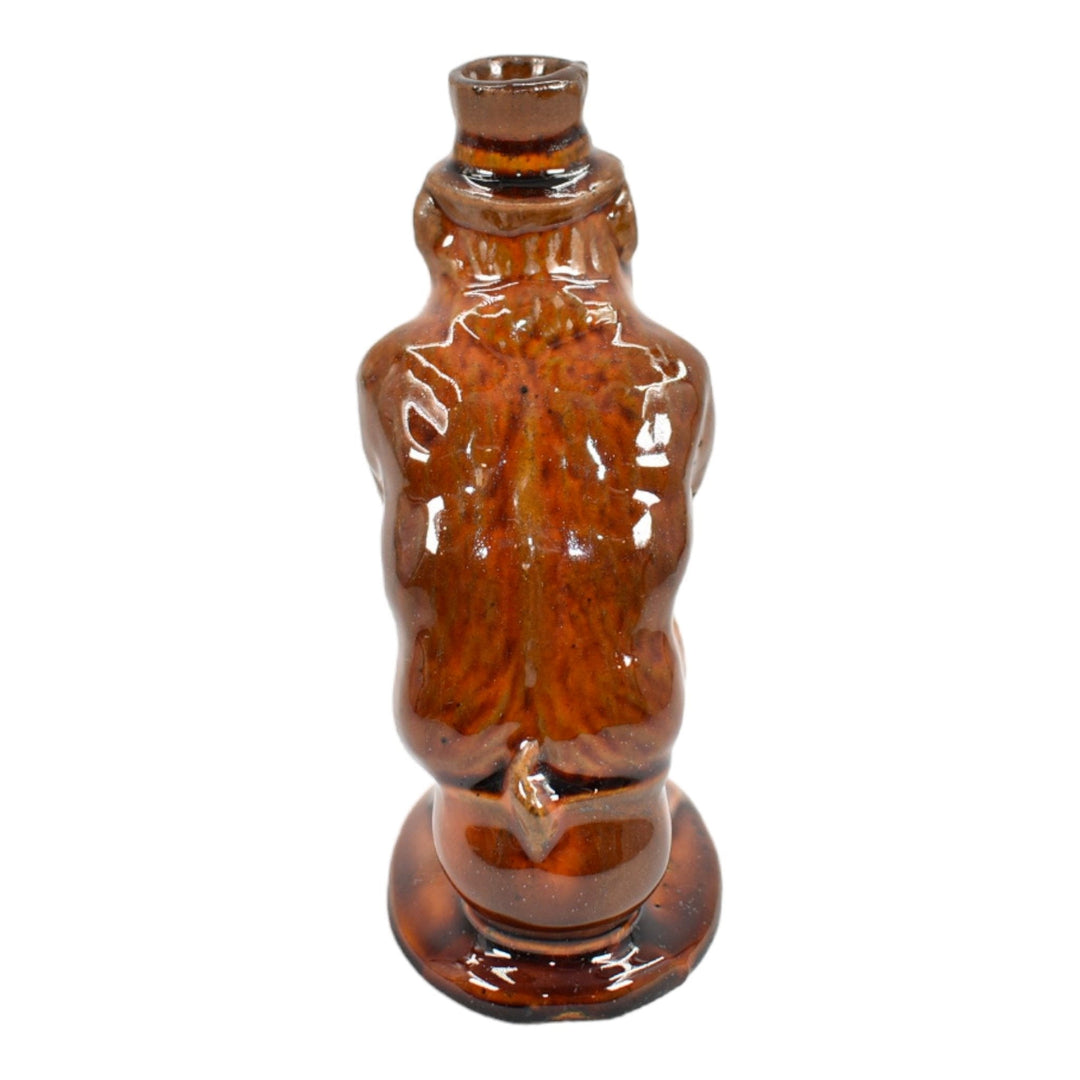 Roseville Majolica Before 1916 Art Pottery Brown Ceramic Thinking Monkey Bottle