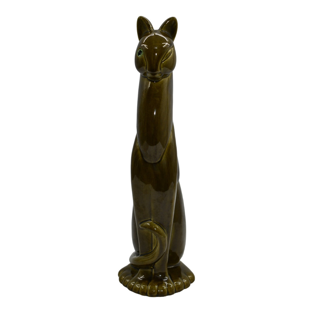 Royal Haeger 1950s Mid Century Pottery Green Winking Egyptian Cat Figurine 616