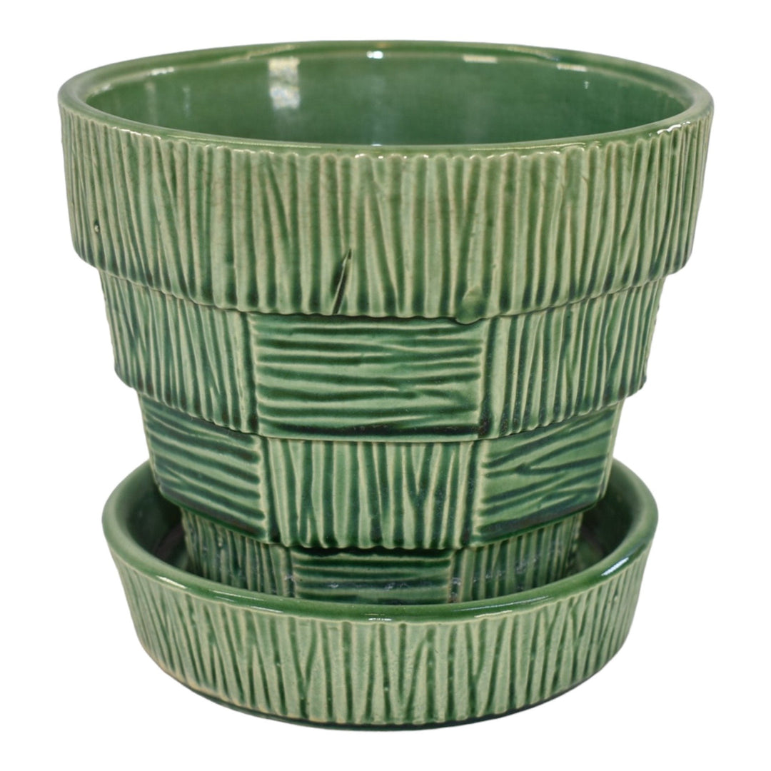 McCoy 1953 Mid Century Modern Art Pottery Green Ceramic Flower Pot Planter 19-5