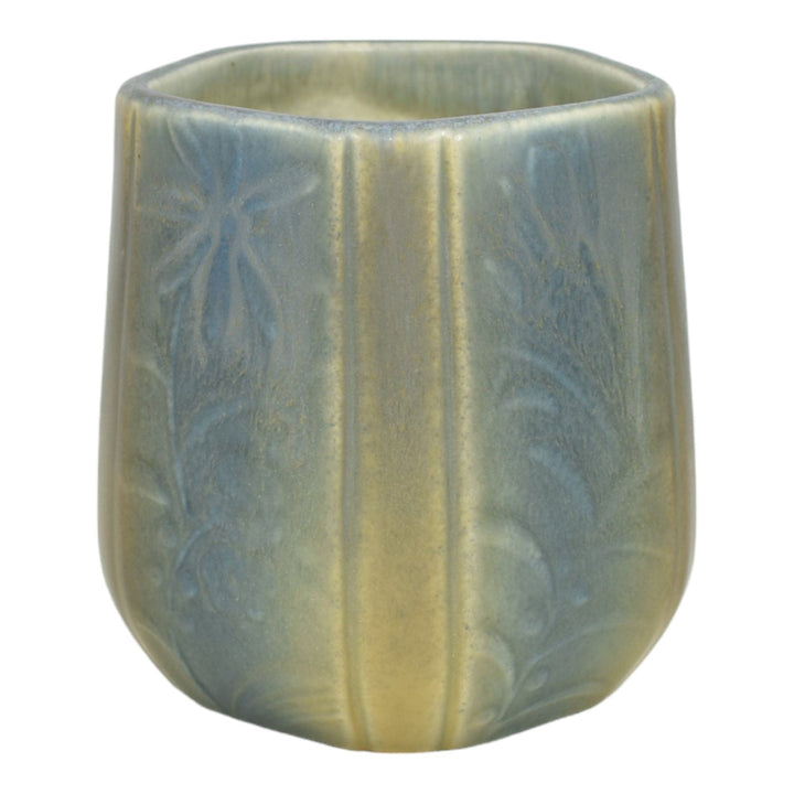 Rookwood 1919 Vintage Arts And Crafts Pottery Matte Blue Brown Ceramic Vase 6107