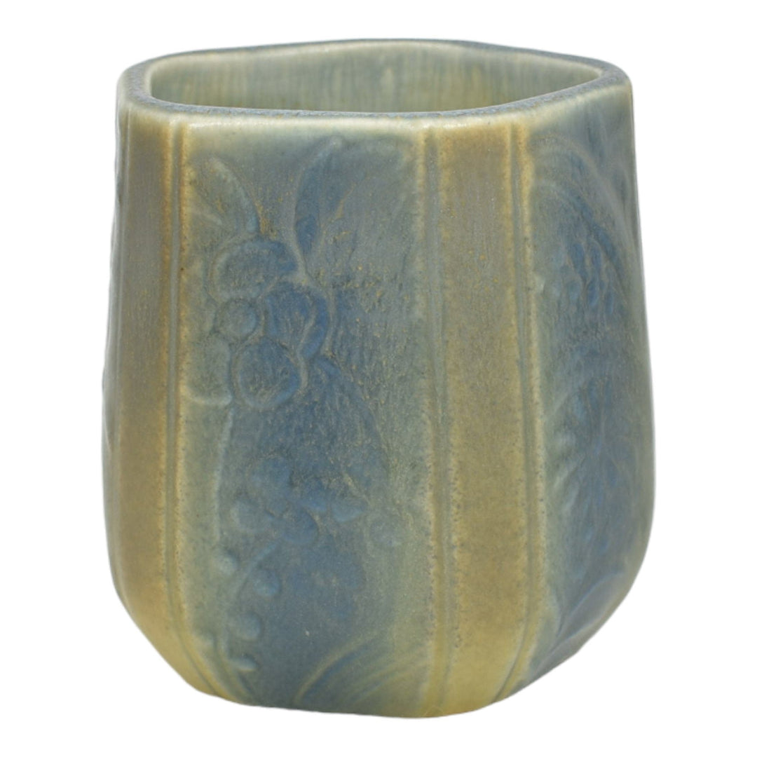 Rookwood 1919 Vintage Arts And Crafts Pottery Matte Blue Brown Ceramic Vase 6107