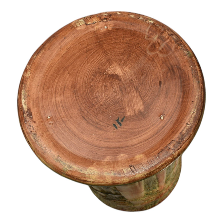 Weller Forest 1920s Vintage Art Pottery Green Scenic Umbrella Stand