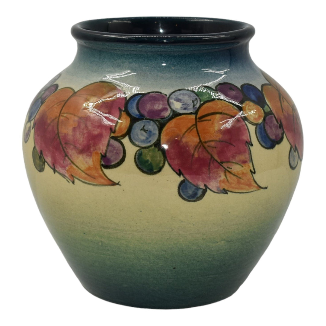 Weller DeDonatis 1930s Vintage Art Pottery Colorful Grapes And Leaves Vase