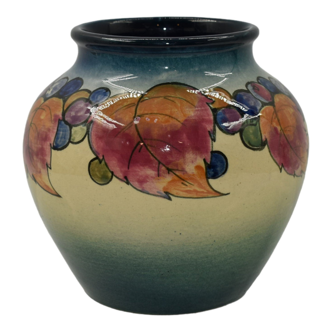 Weller DeDonatis 1930s Vintage Art Pottery Colorful Grapes And Leaves Vase