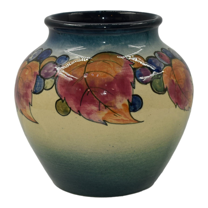 Weller DeDonatis 1930s Vintage Art Pottery Colorful Grapes And Leaves Vase