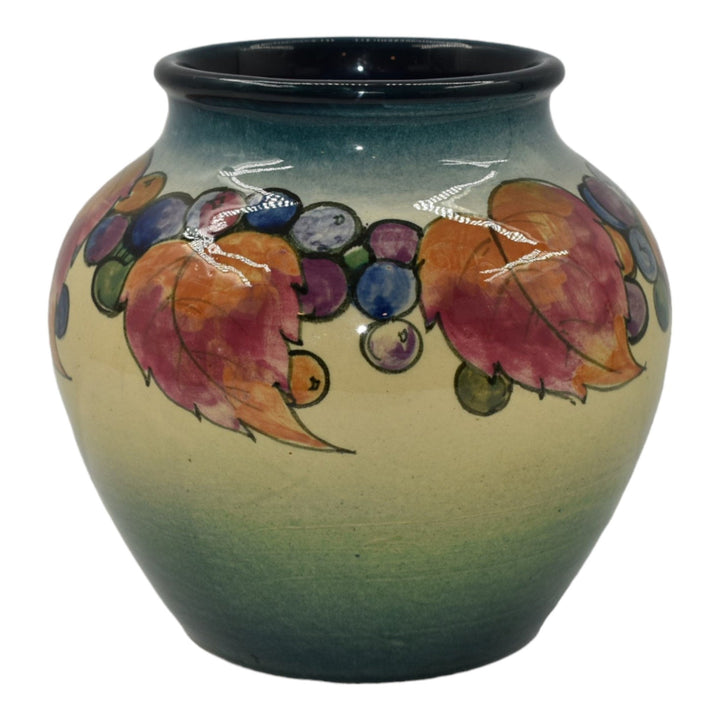 Weller DeDonatis 1930s Vintage Art Pottery Colorful Grapes And Leaves Vase