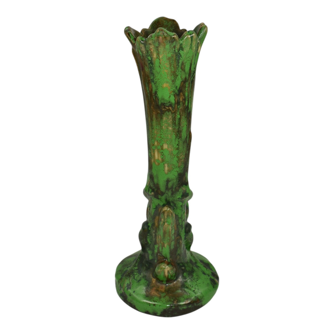 Weller Coppertone 1920s Arts And Crafts Pottery Ceramic Climbing Frog Bud Vase - Just Art Pottery