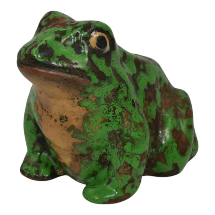 Weller Coppertone 1920s Art Pottery Matte Green Frog Figurine