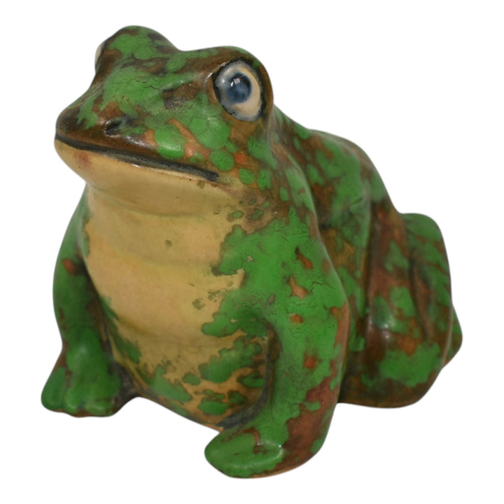 Weller Coppertone 1920s Art Pottery Matte Green Ceramic Frog Figurine