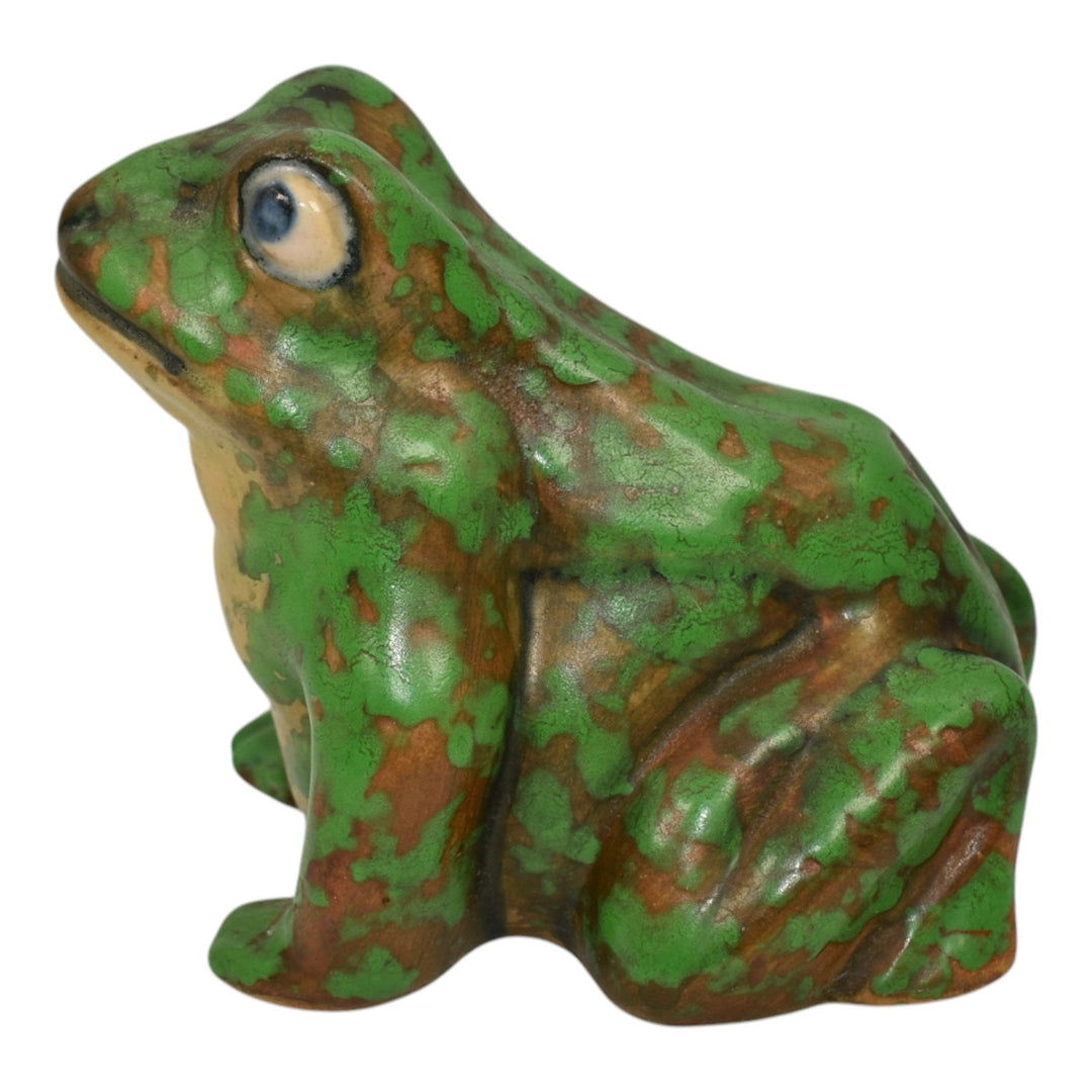 Weller Coppertone 1920s Art Pottery Matte Green Ceramic Frog Figurine